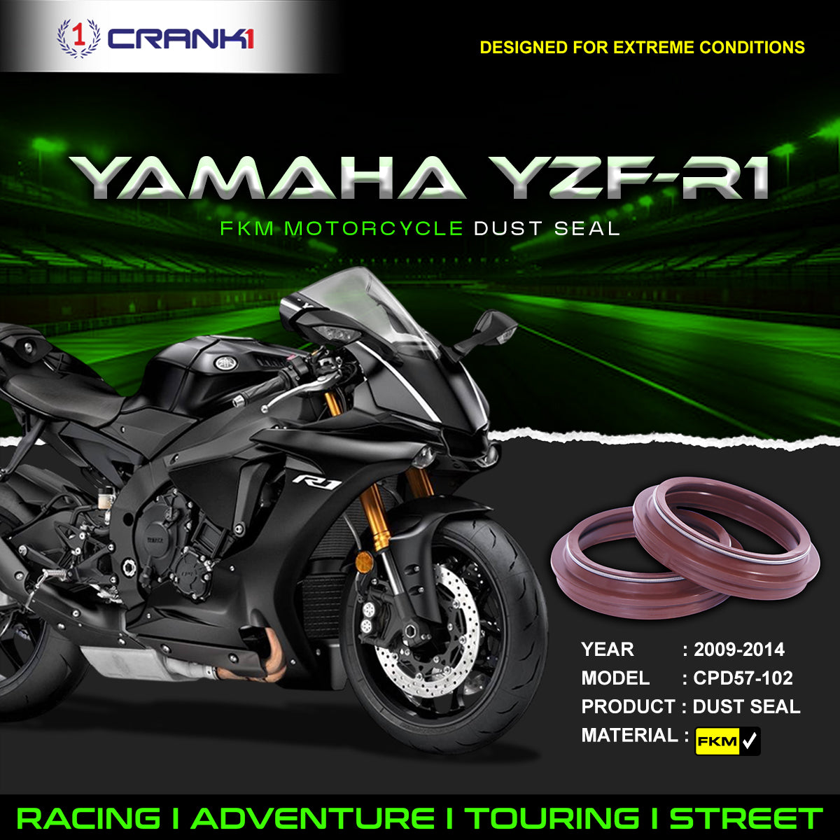 Fork Dust Seals Pair For Yamaha YZF-R1 (2009-2014) - CPD57-102