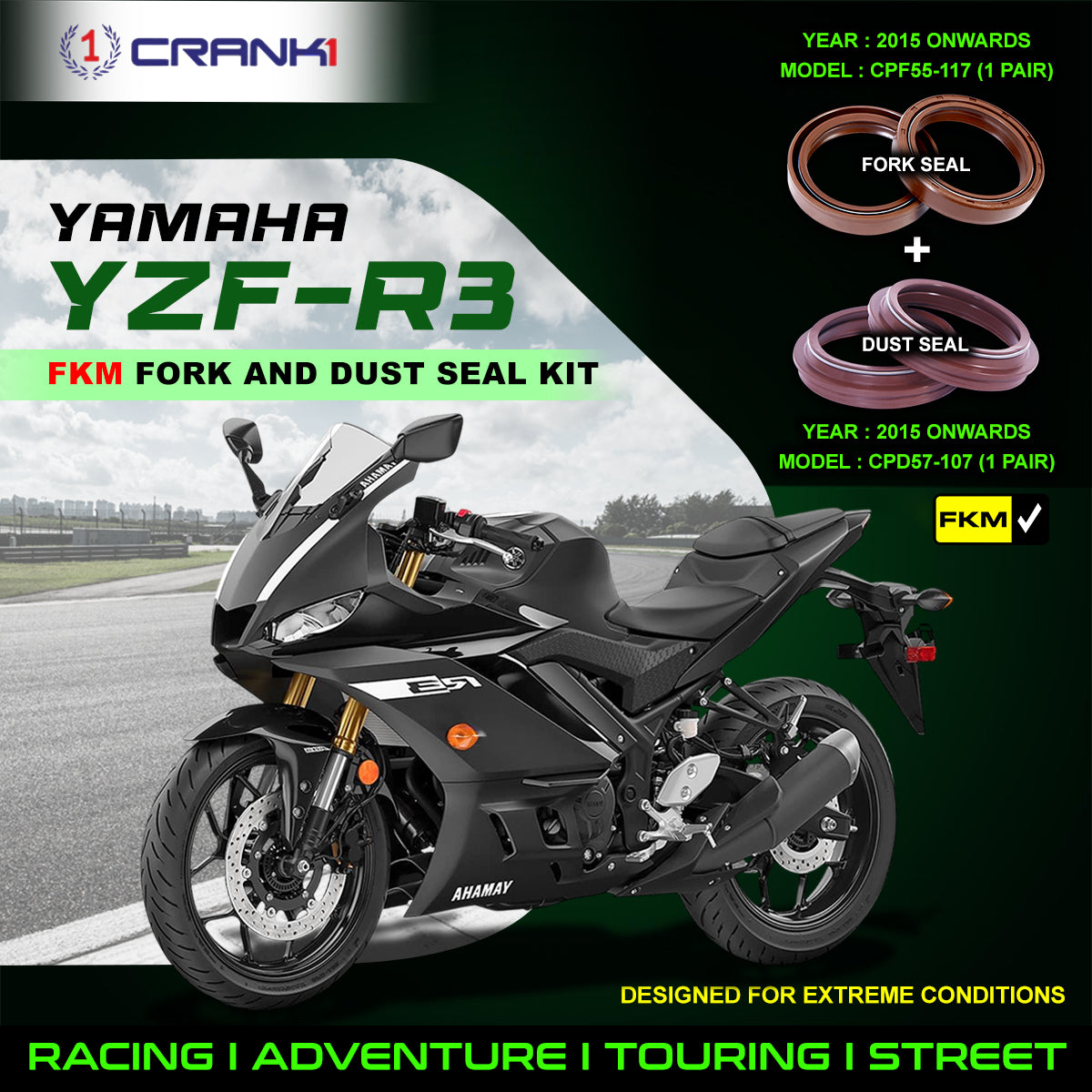 Fork And Dust Seals Kit For Yamaha YZF-R3 (2015 Onwards)