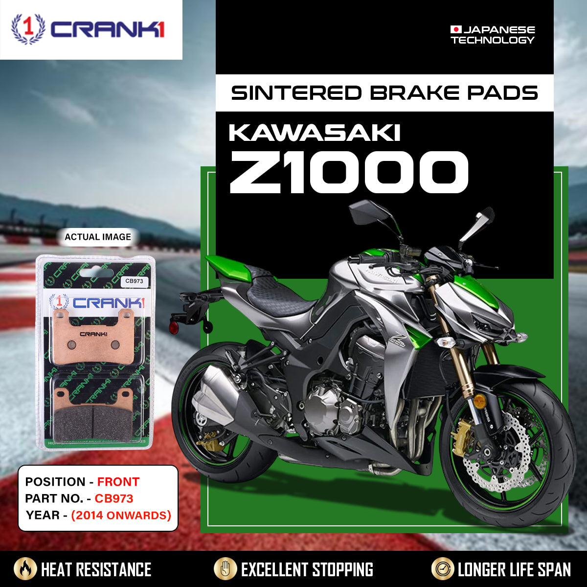 Sintered Brake Pads For Kawasaki Z1000 (2014 Onwards) - Front - CB973 - 2 Sets