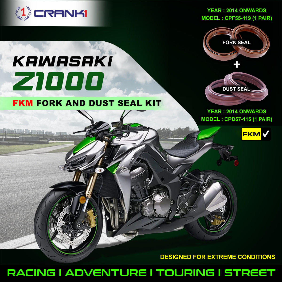 Fork And Dust Seals Kit For Kawasaki Z1000 (2014 Onwards)