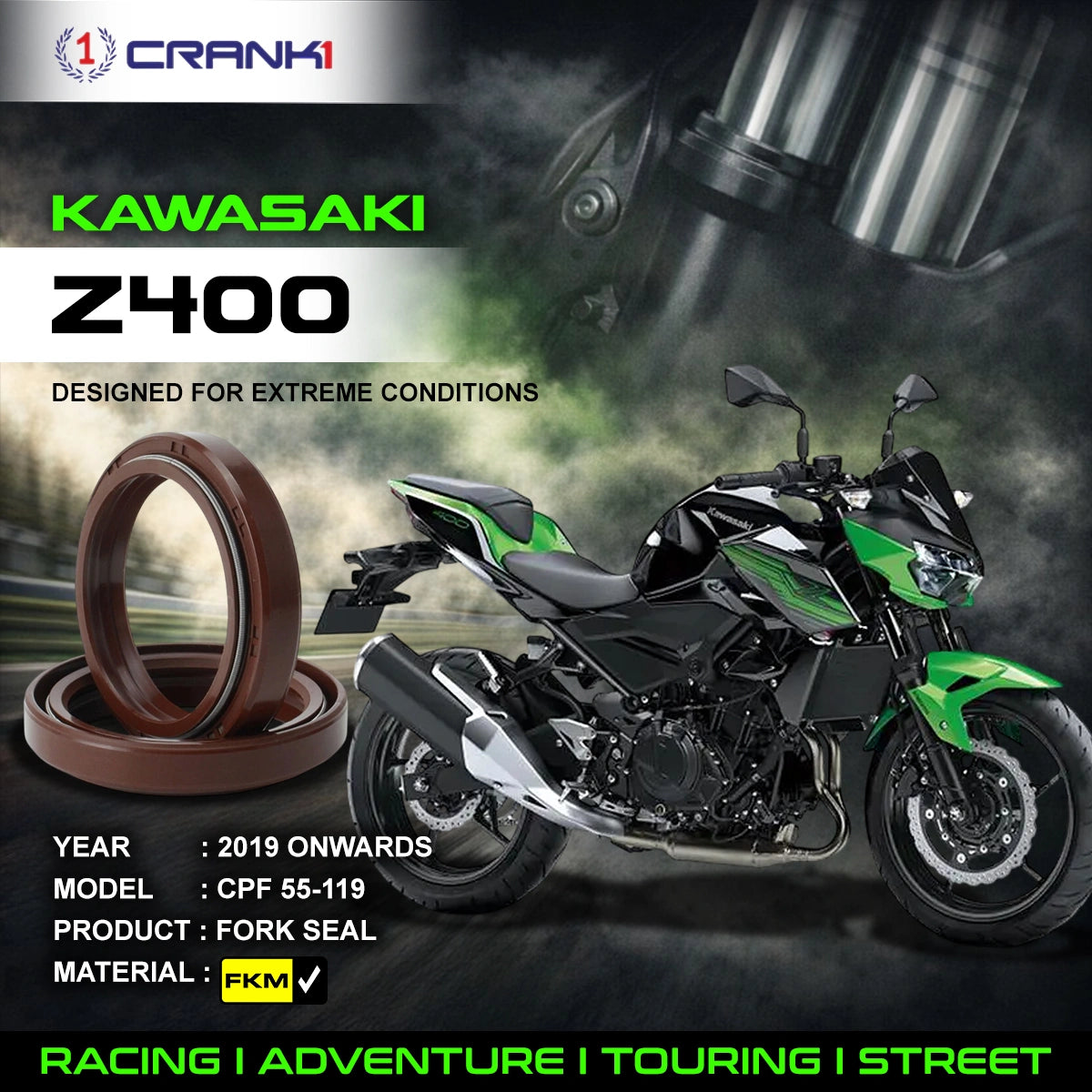 Fork Oil Seals Pair For Kawasaki Z400 (2019 Onwards) - CPF55-119