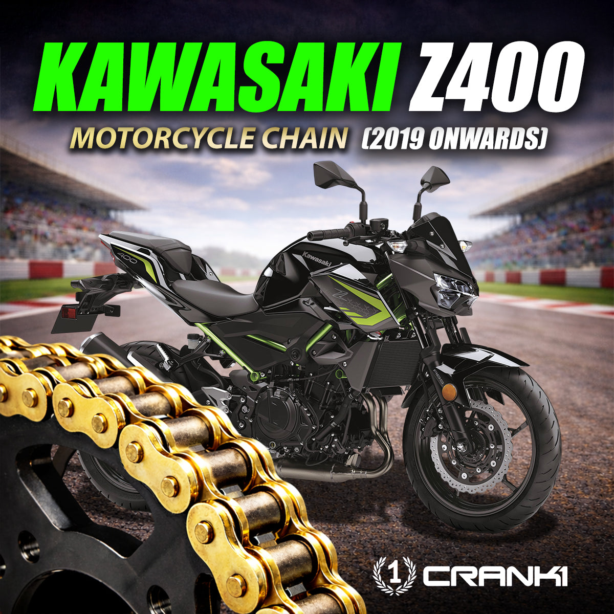 Chain For Kawasaki Z400 (2019 Onwards) - 520 Pitch x 106 Links Gold (ZVMX)