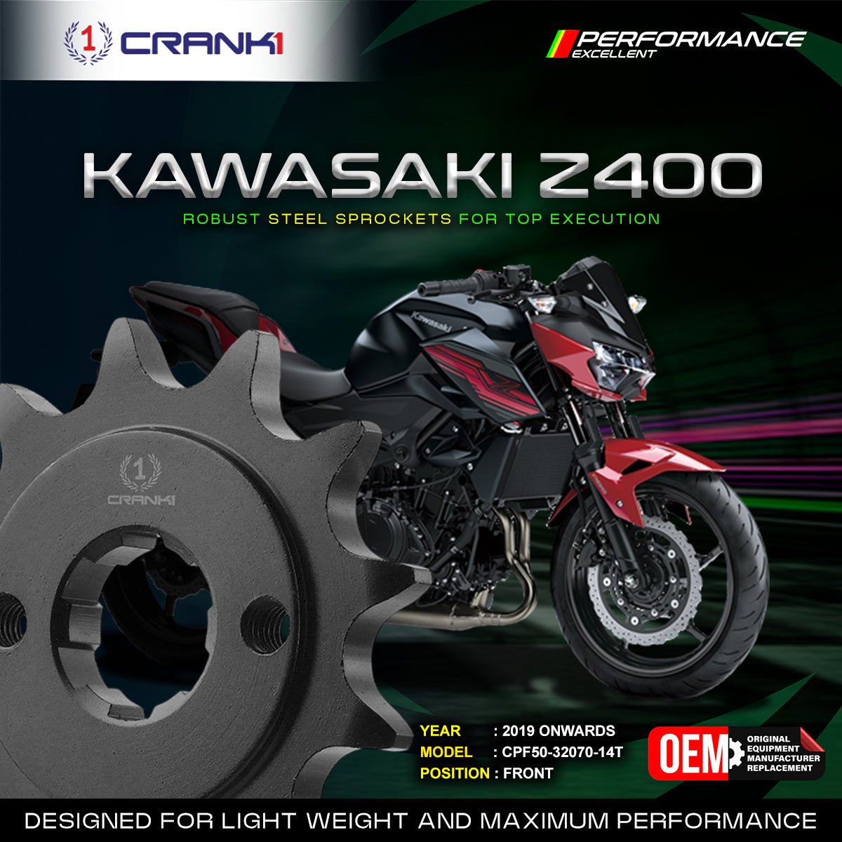 Sprocket For Kawasaki Z400 (2019 Onwards) - Front - CPF50-32070-14T