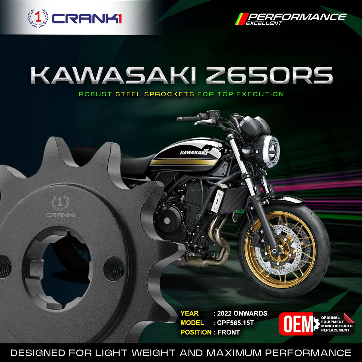 Sprocket For Kawasaki Z650RS (2022 Onwards) - Front - CPF565.15T