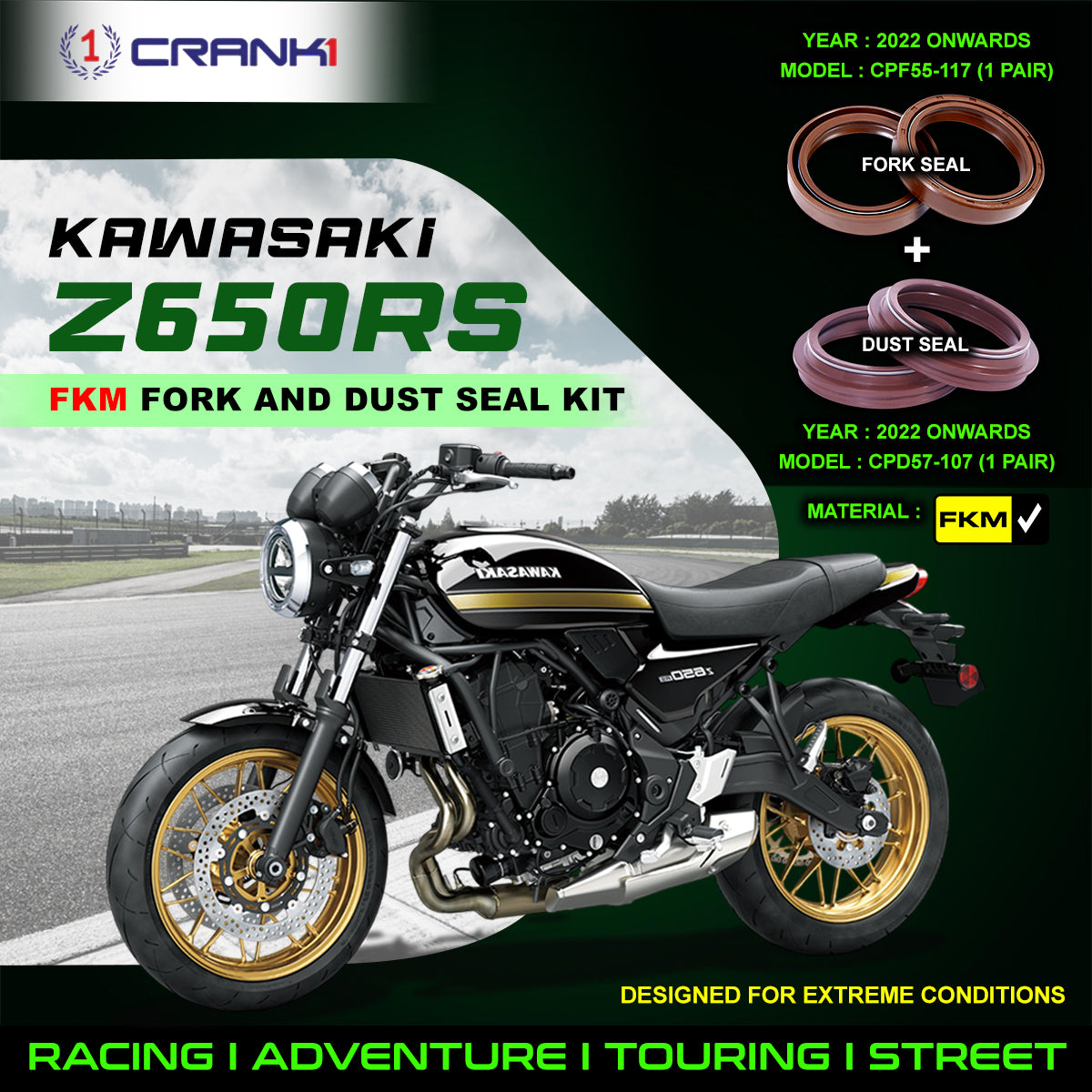 Fork And Dust Seals Kit For Kawasaki Z650RS (2022 Onwards)