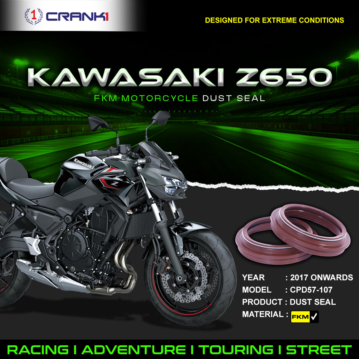 Fork Dust Seals Pair For Kawasaki Z650 (2017 Onwards) - CPD57-107