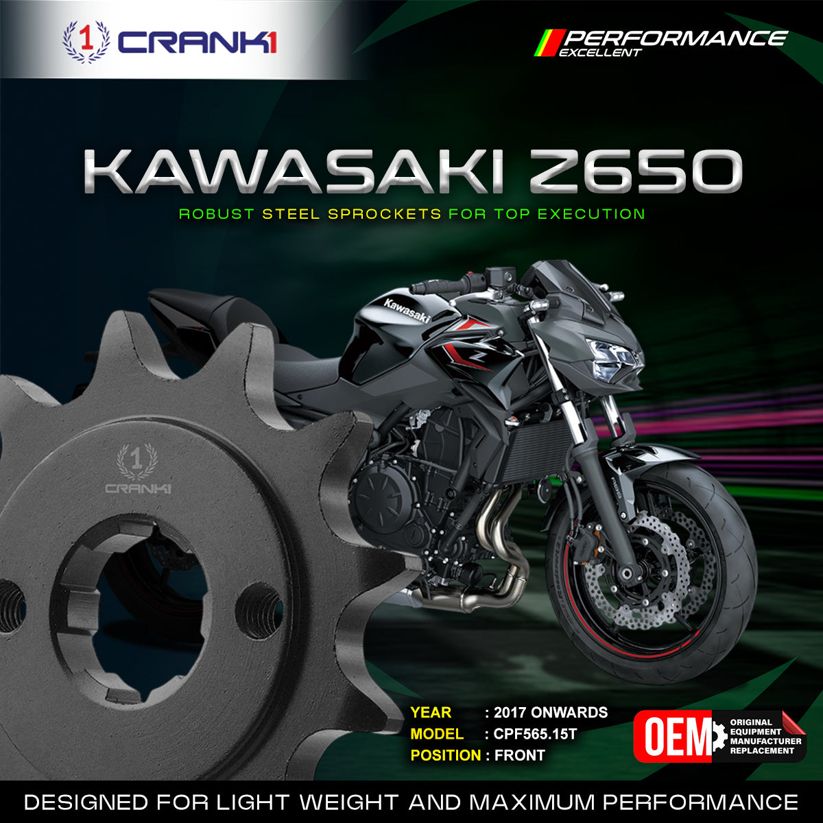 Sprocket For Kawasaki Z650 (2017 Onwards) - Front - CPF565.15T