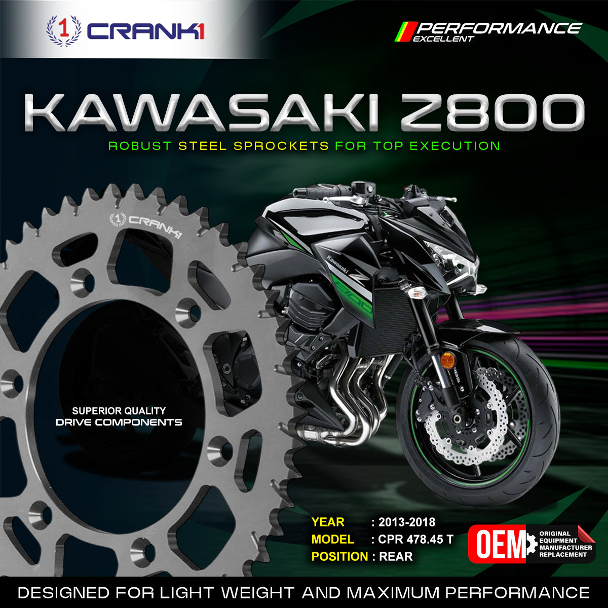 Sprocket For Kawasaki Z800 (2013-2018) - Rear - CPR478.45T