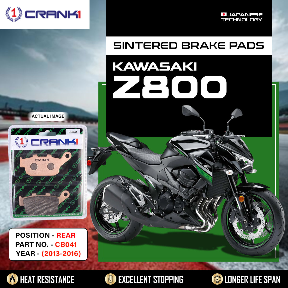 Sintered Brake Pads For Kawasaki Z800 (2013-2016) - Rear - CB041