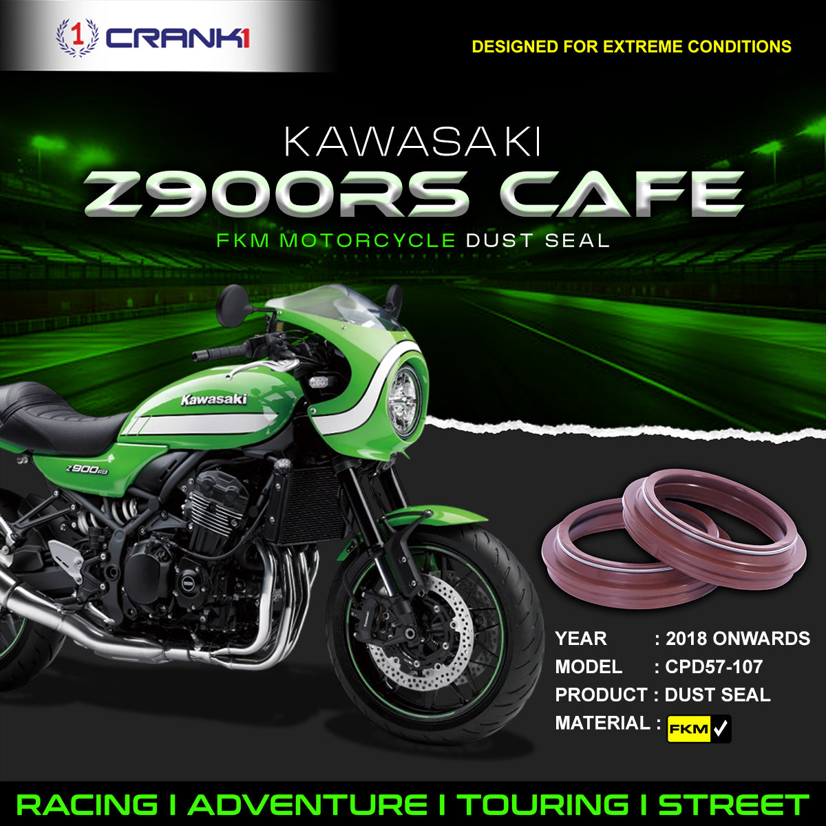 Fork Dust Seals Pair For Kawasaki Z900RS Cafe (2018 Onwards) - CPD57-107