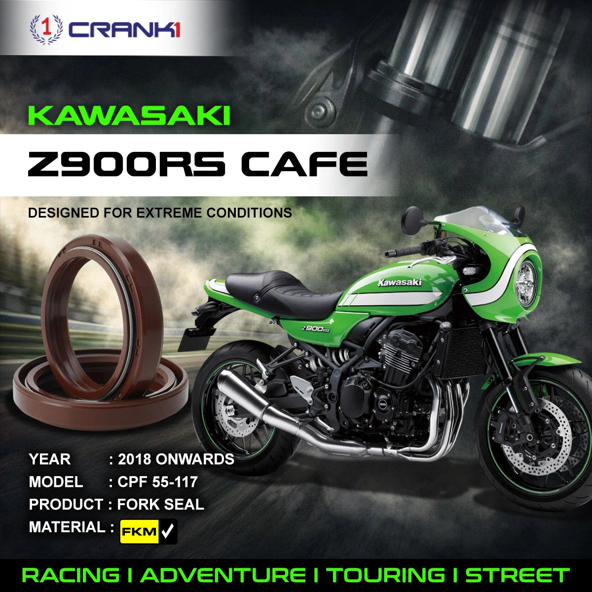 Fork Oil Seals Pair For Kawasaki Z900RS Café (2018 Onwards) - CPF55-117
