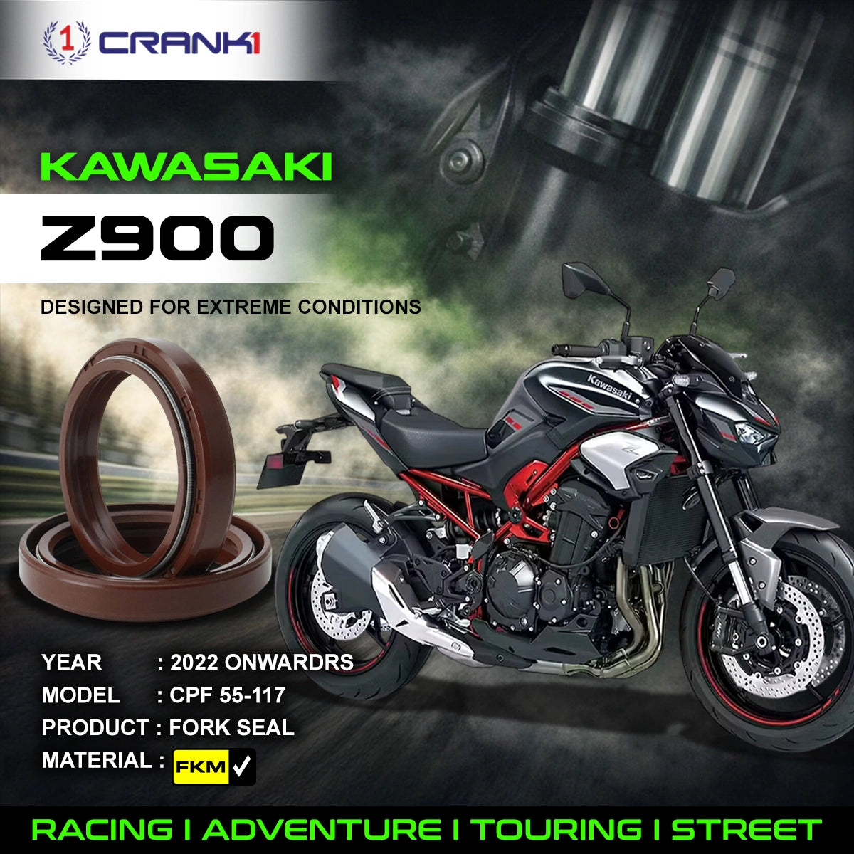 Fork Oil Seals Pair For Kawasaki Z900 (2022 Onwards) - CPF55-117