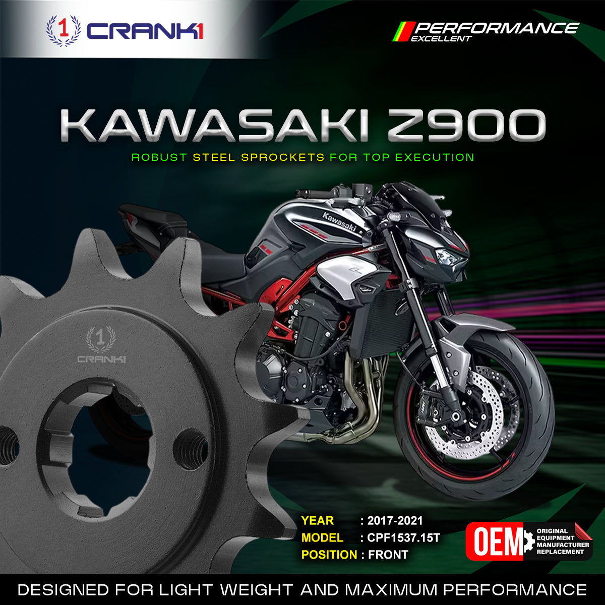 Sprocket For Kawasaki Z900 (2017-2021) - Front - CPF1537.15T