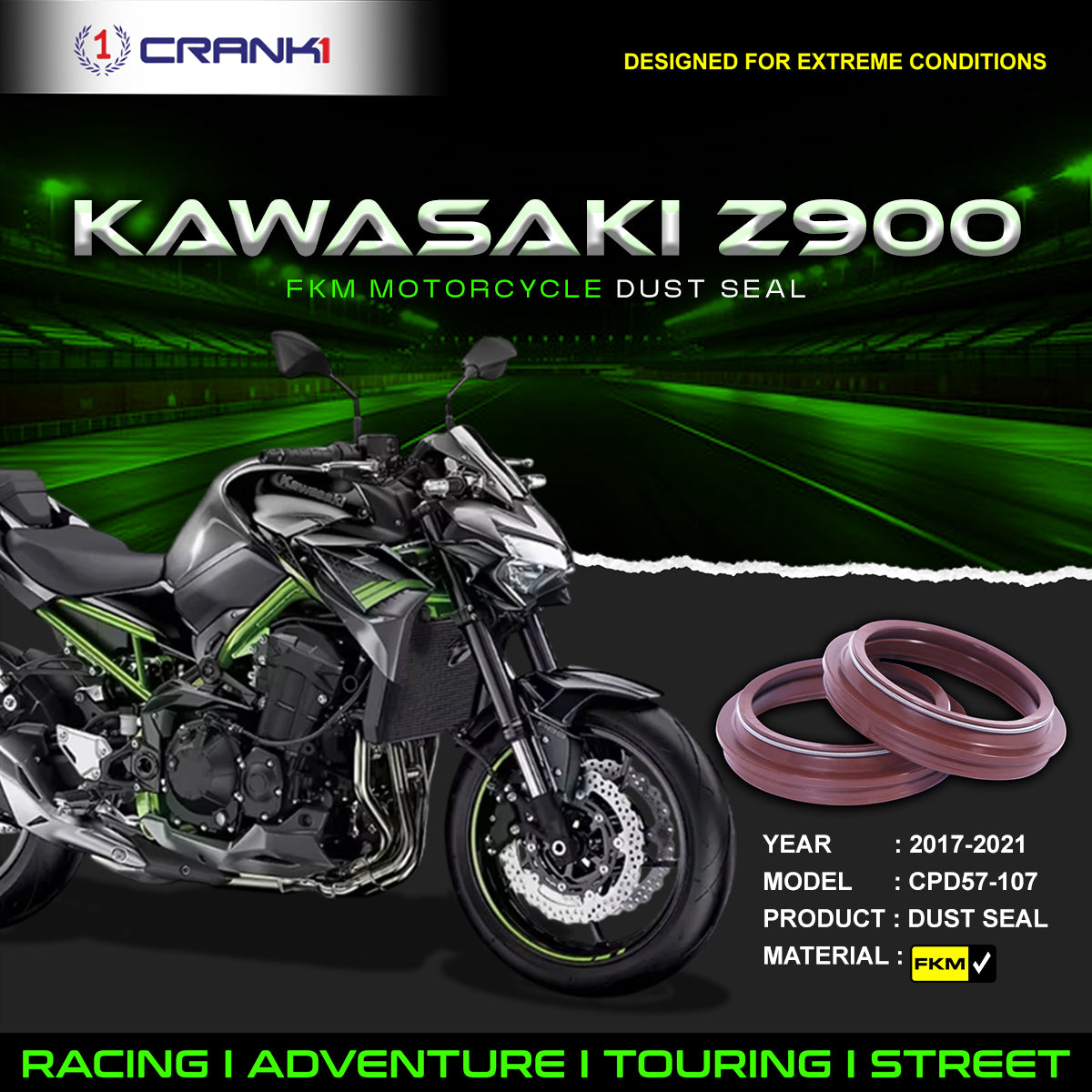 Fork Dust Seals Pair For Kawasaki Z900 (2017-2021) - CPD57-107