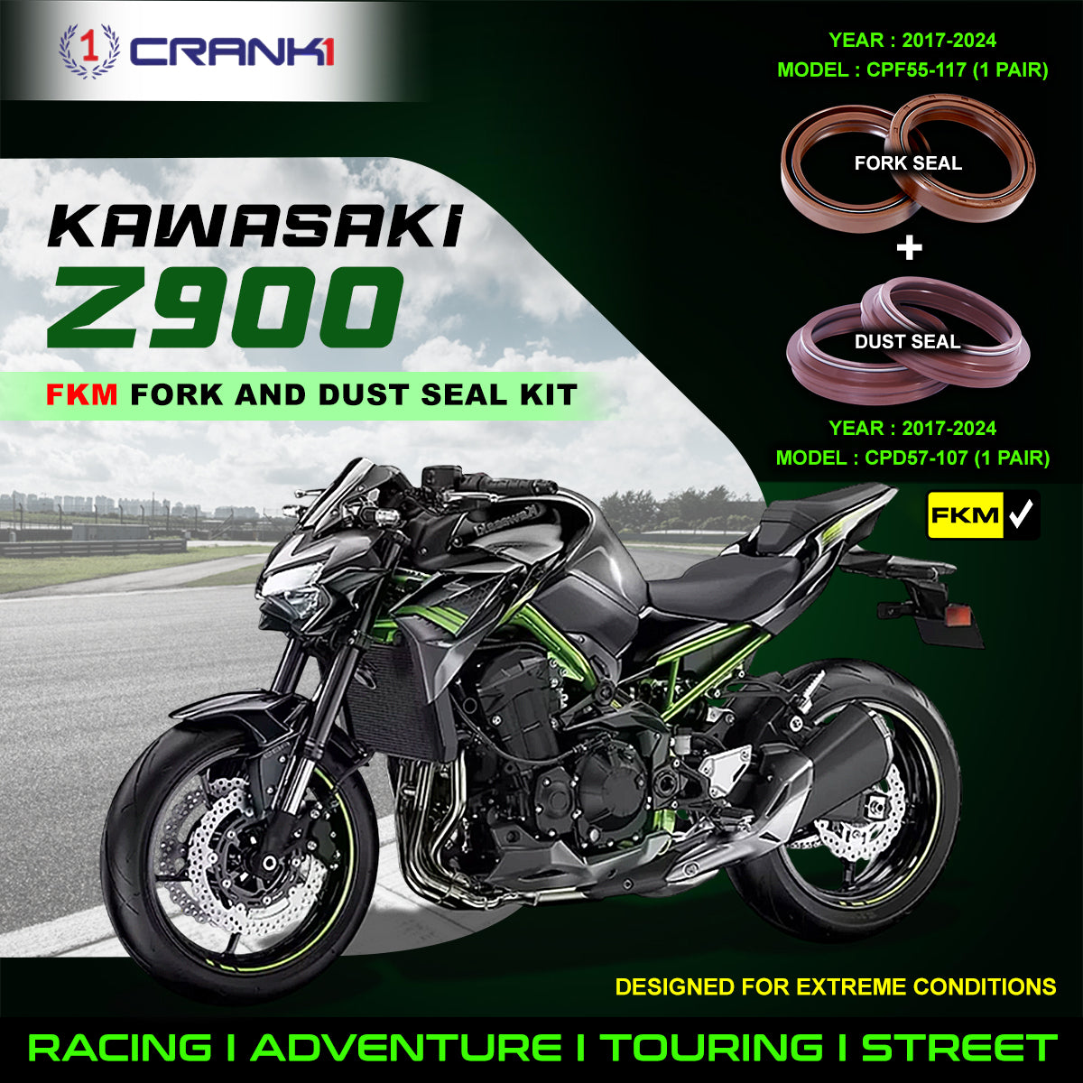 Fork And Dust Seals Kit For Kawasaki Z900 (2017-2024)