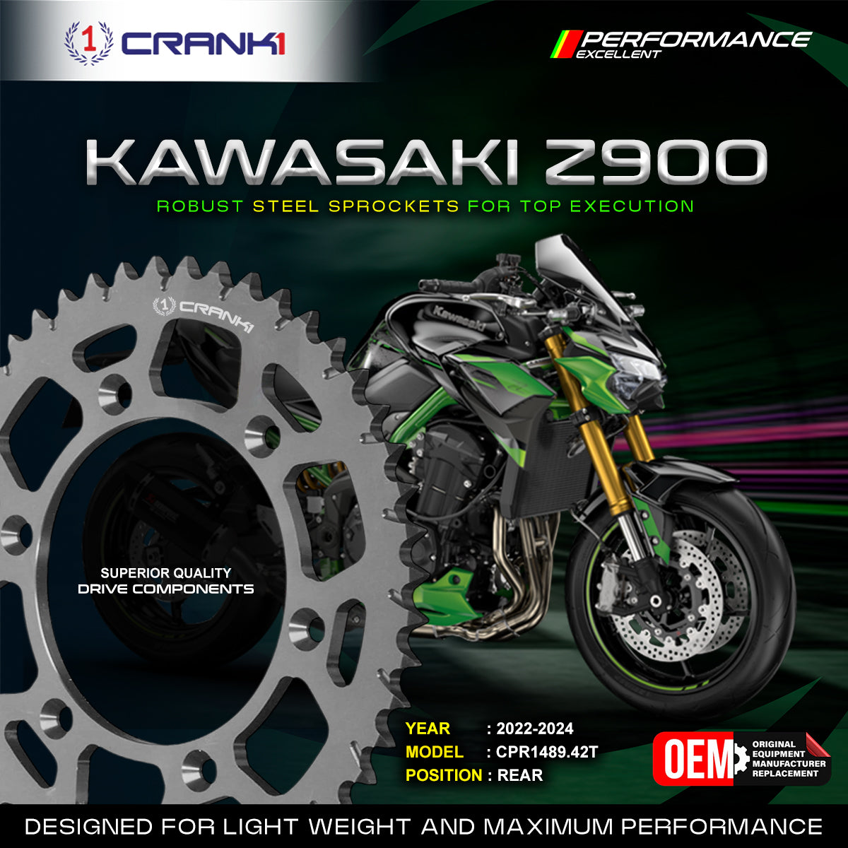 Sprocket For Kawasaki Z900 (2022-2024) - Rear - CPR1489.42T