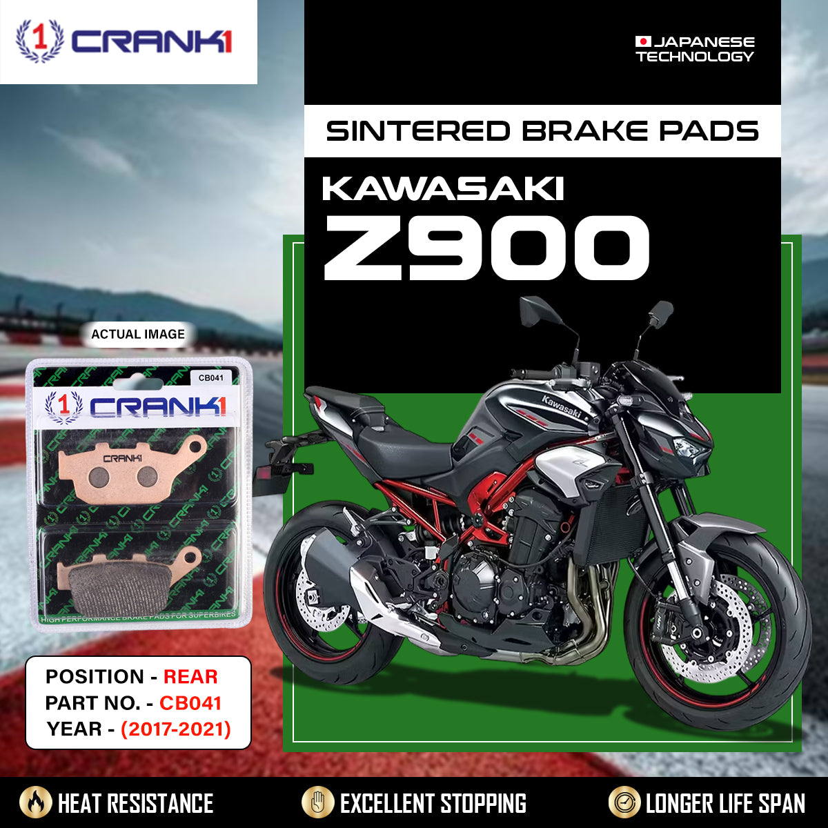 Sintered Brake Pads For Kawasaki Z900 (2017-2021) - Rear - CB041