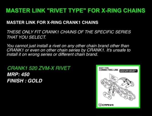 Master Link For X-Ring - 520 ZVM-X-RIVET LOCK - Image 2