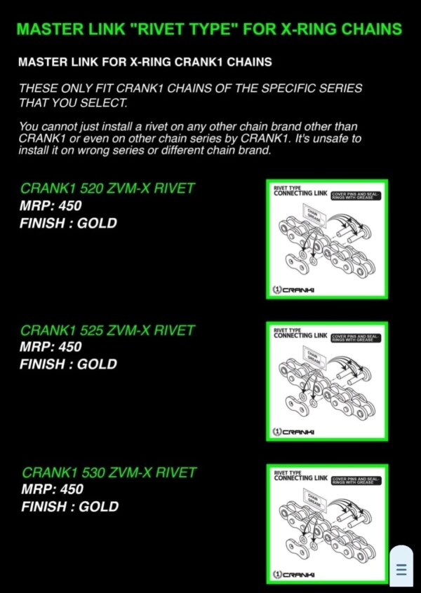 Master Link For X-Ring - 525 ZVM-X-RIVET LOCK - Image 2